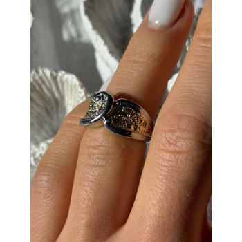 925 Sterling Silver Gold Plated Part Colorless Sapphire Ring Size 5