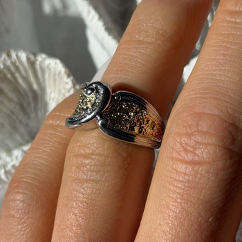 925 Sterling Silver Gold Plated Part Colorless Sapphire Ring Size 5