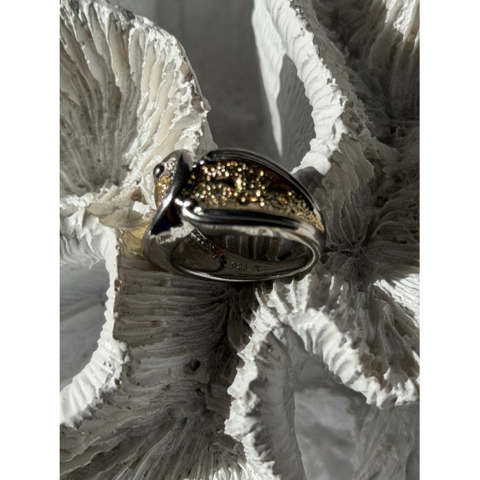 925 Sterling Silver Gold Plated Part Colorless Sapphire Ring Size 5