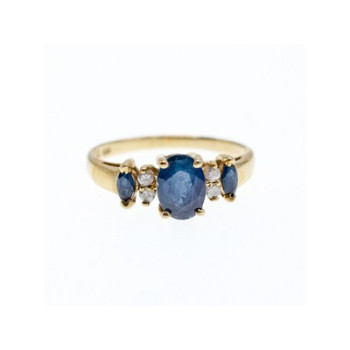 14K YELLOW GOLD  SAPPHIRE & DIAMONDS RING SIZE 7