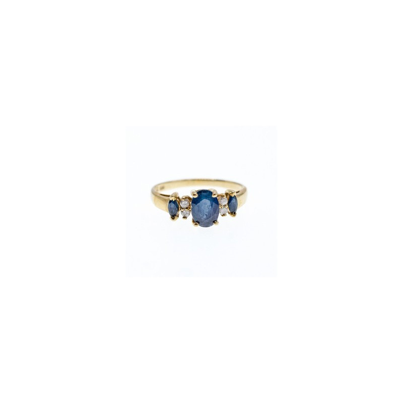 14K YELLOW GOLD  SAPPHIRE & DIAMONDS RING SIZE 7