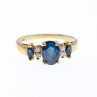 14K Yellow Gold Sapphire & Diamonds Ring Size 7