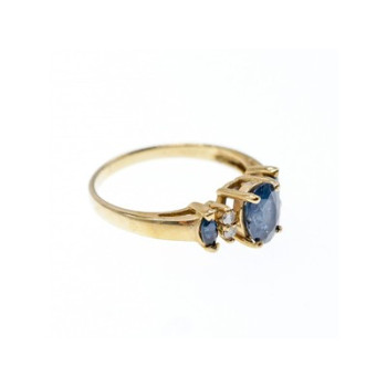 14K YELLOW GOLD  SAPPHIRE & DIAMONDS RING SIZE 7