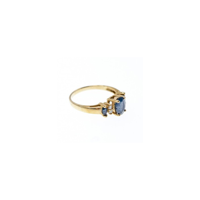 14K YELLOW GOLD  SAPPHIRE & DIAMONDS RING SIZE 7