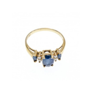 14K YELLOW GOLD  SAPPHIRE & DIAMONDS RING SIZE 7