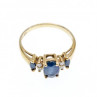 14K Yellow Gold Sapphire & Diamonds Ring Size 7