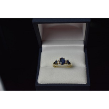 14K YELLOW GOLD  SAPPHIRE & DIAMONDS RING SIZE 7