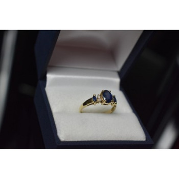 14K YELLOW GOLD  SAPPHIRE & DIAMONDS RING SIZE 7