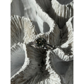 925 Sterling Silver Prasiolite Green Amethyst & Quartz Ring Size 5