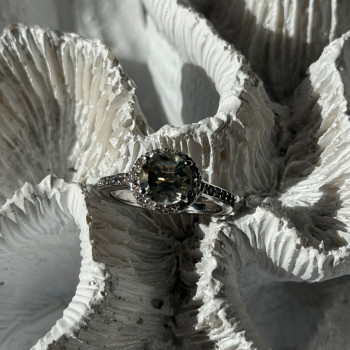925 Sterling Silver Prasiolite Green Amethyst & Quartz Ring Size 5