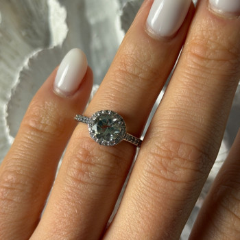 925 Sterling Silver Prasiolite Green Amethyst & Quartz Ring Size 5