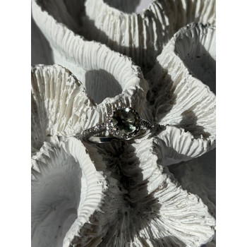 925 Sterling Silver Prasiolite Green Amethyst & Quartz Ring Size 5