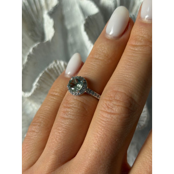 925 Sterling Silver Prasiolite Green Amethyst & Quartz Ring Size 5