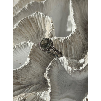 925 Sterling Silver Prasiolite Green Amethyst & Quartz Ring Size 5