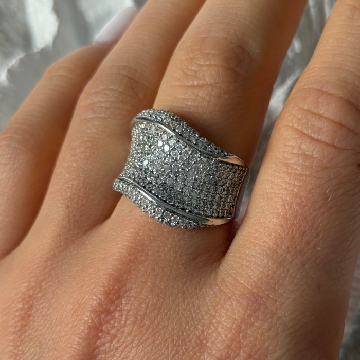 Elegant Design 925 Sterling Silver Cz Ring Size 8