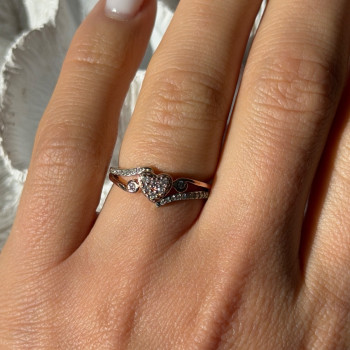 925 Sterling Silver & 10K Rose Gold Colorless Sapphire Ring Size 6