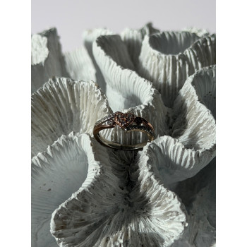 925 Sterling Silver & 10K Rose Gold Colorless Sapphire Ring Size 6