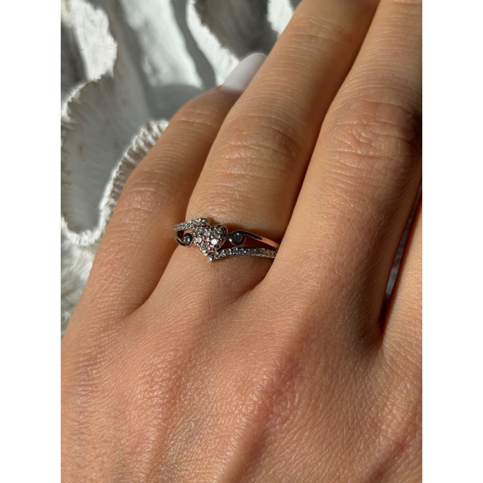 925 Sterling Silver & 10K Rose Gold Colorless Sapphire Ring Size 6