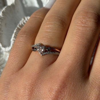 925 Sterling Silver & 10K Rose Gold Colorless Sapphire Ring Size 6