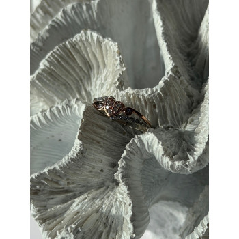 925 Sterling Silver & 10K Rose Gold Colorless Sapphire Ring Size 6