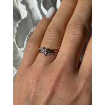 925 Sterling Silver & 10K Rose Gold Colorless Sapphire Ring Size 6