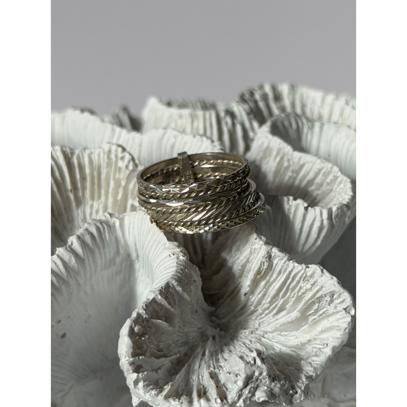 925 Sterling Silver Seven Rings Size 8.5