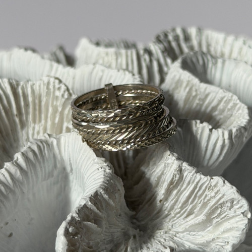 925 Sterling Silver Seven Rings Size 8.5