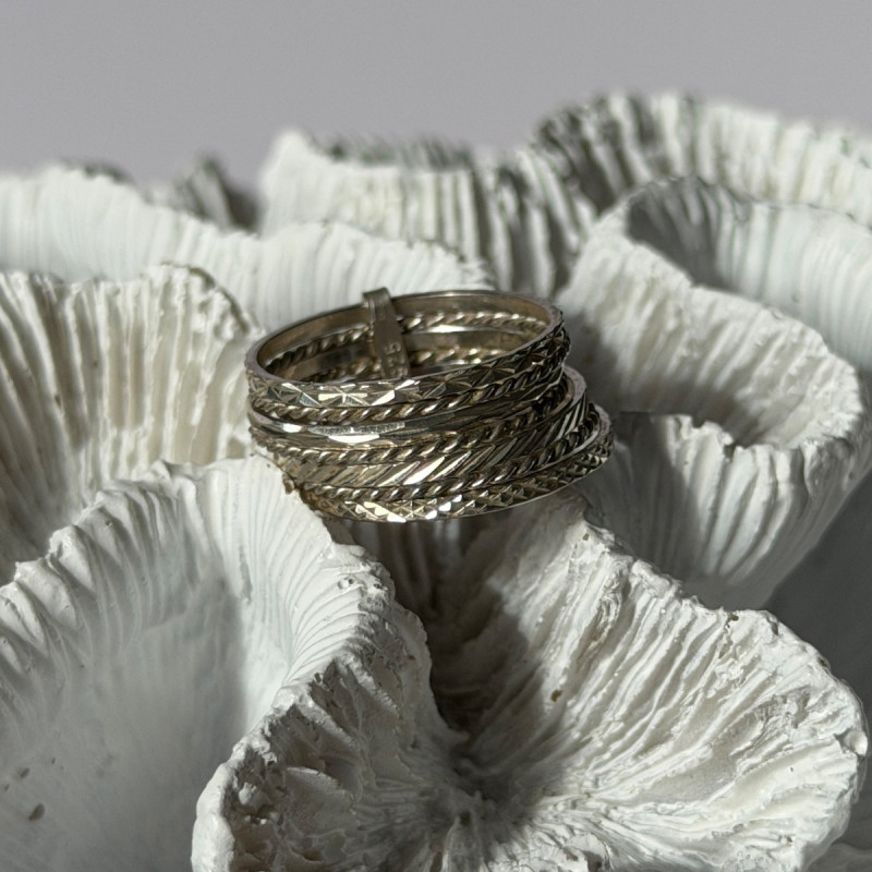 925 Sterling Silver Seven Rings Size 8.5