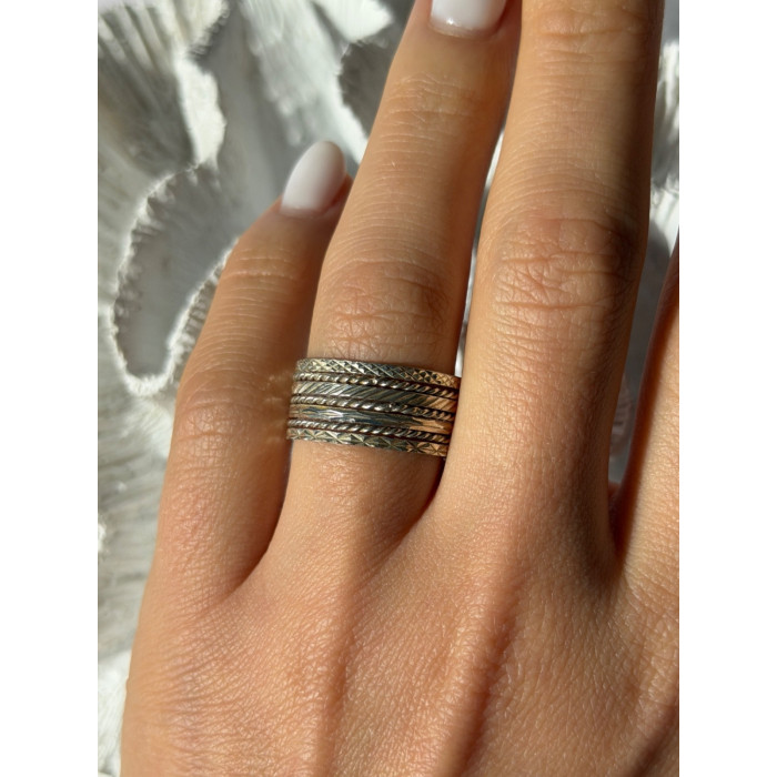 925 Sterling Silver Seven Rings Size 8.5