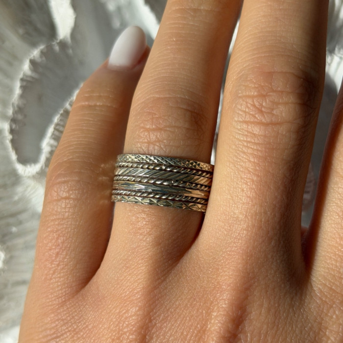925 Sterling Silver Seven Rings Size 8.5