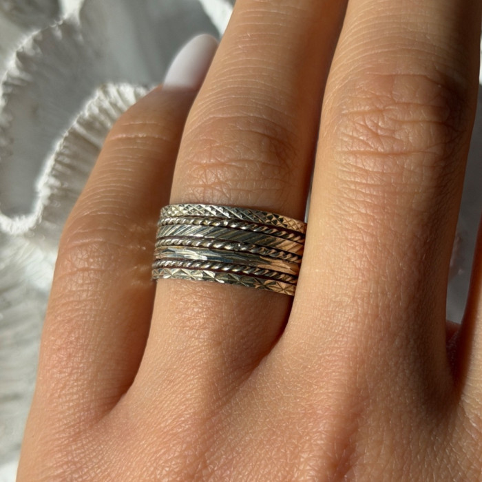 925 Sterling Silver Seven Rings Size 8.5