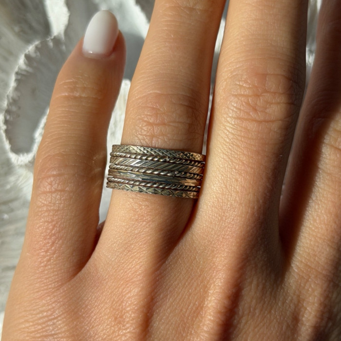 925 Sterling Silver Seven Rings Size 8.5