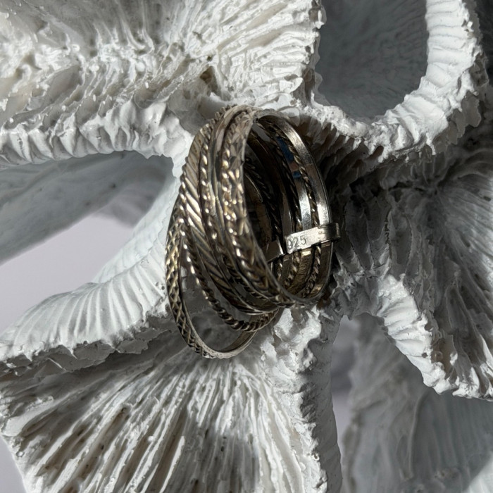 925 Sterling Silver Seven Rings Size 8.5