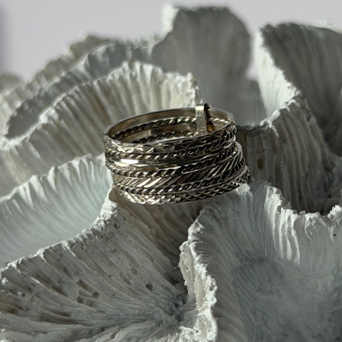 925 Sterling Silver Seven Rings Size 8.5