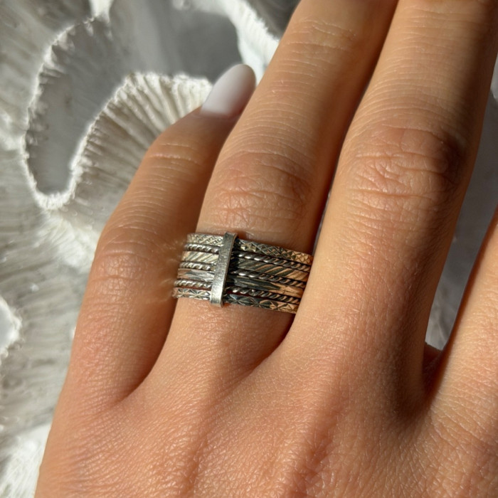 925 Sterling Silver Seven Rings Size 8.5