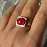 Vintage 925 Sterling Silver Red Coral Ring Size 8