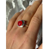 Vintage 925 Sterling Silver Red Coral Ring Size 8