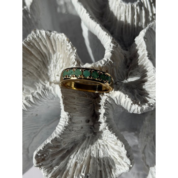 925 Sterling Silver Gold Plated Emerald Ring Size 9