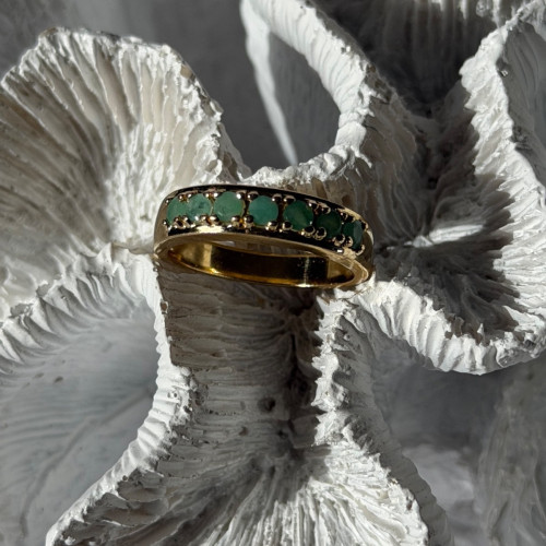 925 Sterling Silver Gold Plated Emerald Ring Size 9