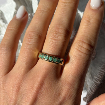 925 Sterling Silver Gold Plated Emerald Ring Size 9