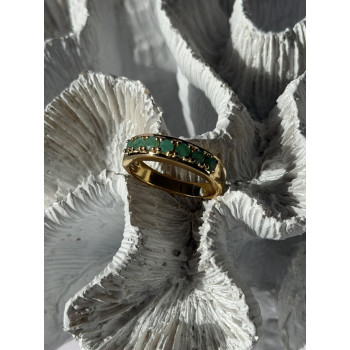 925 Sterling Silver Gold Plated Emerald Ring Size 9