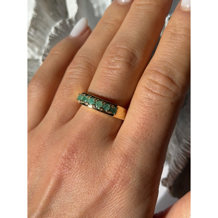 925 Sterling Silver Gold Plated Emerald Ring Size 9