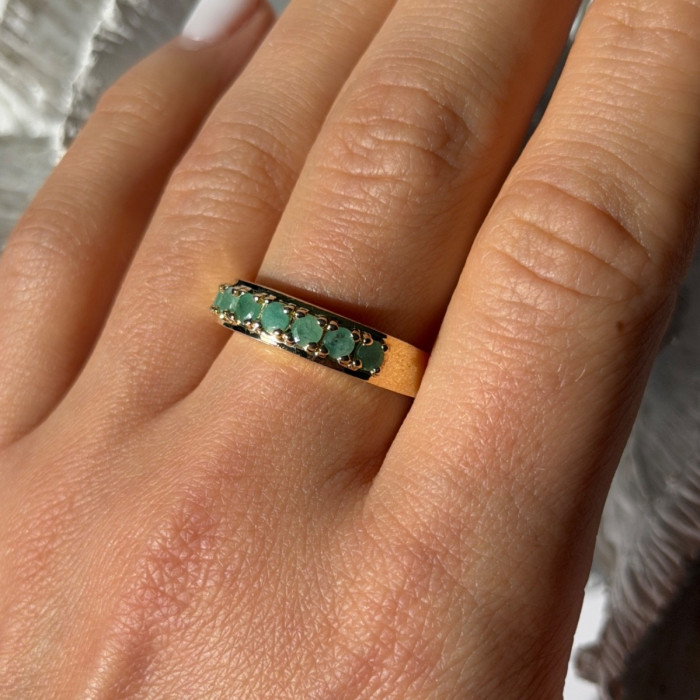 925 Sterling Silver Gold Plated Emerald Ring Size 9