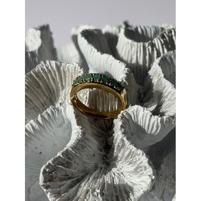 925 Sterling Silver Gold Plated Emerald Ring Size 9