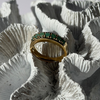925 Sterling Silver Gold Plated Emerald Ring Size 9