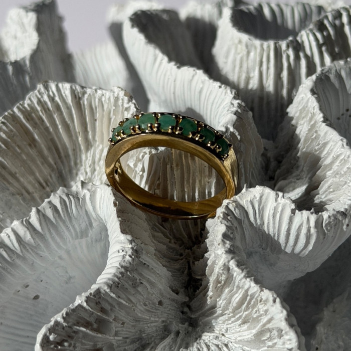 925 Sterling Silver Gold Plated Emerald Ring Size 9
