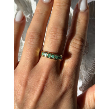 925 Sterling Silver Gold Plated Emerald Ring Size 9