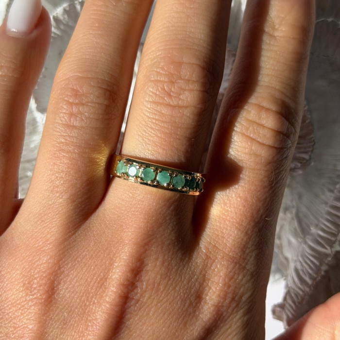 925 Sterling Silver Gold Plated Emerald Ring Size 9
