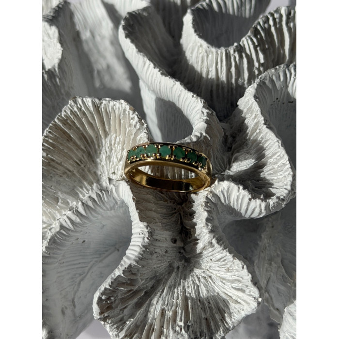 925 Sterling Silver Gold Plated Emerald Ring Size 9