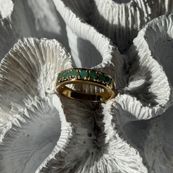 925 Sterling Silver Gold Plated Emerald Ring Size 9